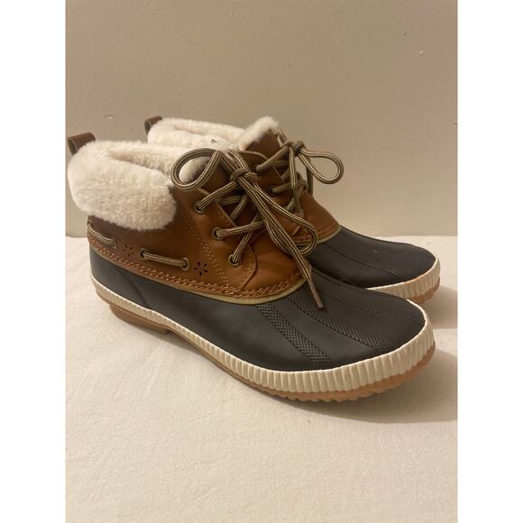 Jsport Women's Size 8 Mary Waterproof Faux Fur Duck Boot Booties Brown by Jambu - Picture 1 of 12